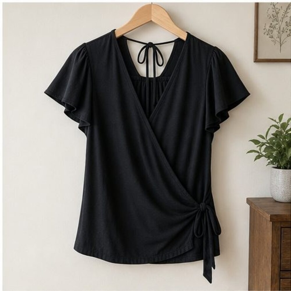 Black Wrap Blouse